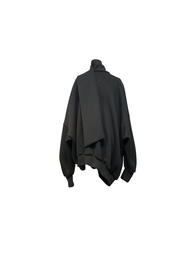 GDeL Scarf-Matched Ultra Wide Sweat Top (Dark Grey) — vue 16