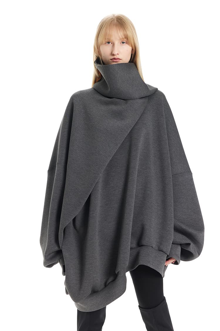 GDeL Scarf-Matched Ultra Wide Sweat Top (Dark Grey) — vue 3