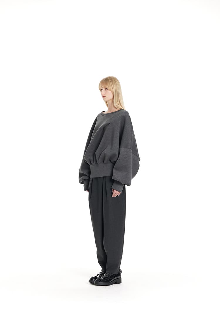 GDeL Boat Neck Volume Sweat Top (Dark Grey) — vue 5