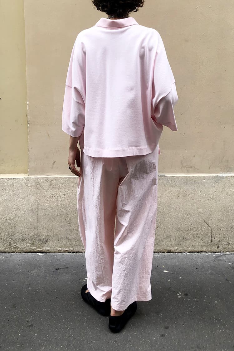 GDeL Recycled Nylon Zipper Detail Wind Pants (Pink) — vue 6