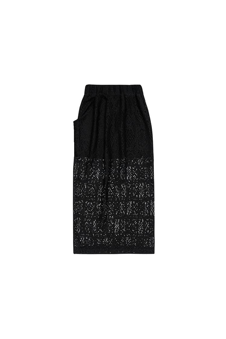 GDeL Square Pattern Lace Skirt (Black) — vue 2