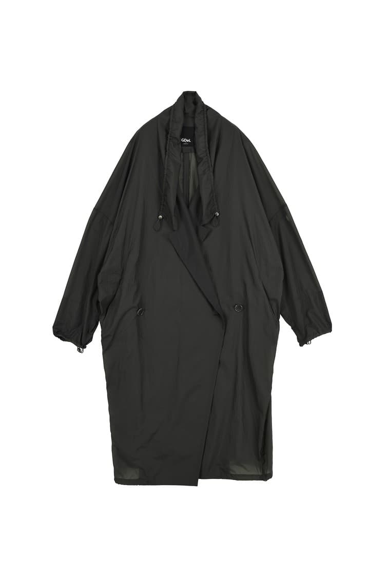 GDeL Recycled Ripstop Shirring Detail Coat (Dark Grey) — vue 2
