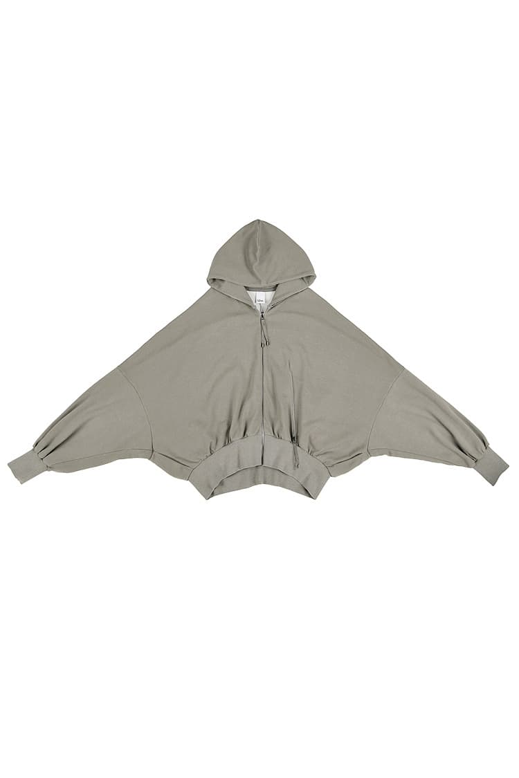 GDeL Pigment Asymmetric Zip-Up Hooded Cardigan (Light Grey) — vue 1