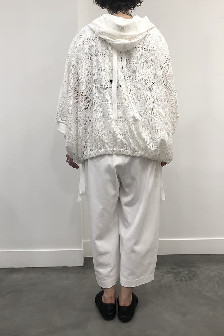 GDeL Diamond Pattern Lace Hooded Cardigan (White) — vue 5