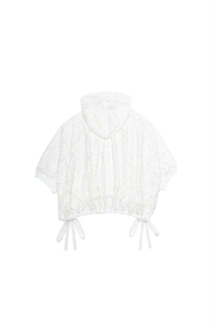 GDeL Diamond Pattern Lace Hooded Cardigan (White) — vue 6
