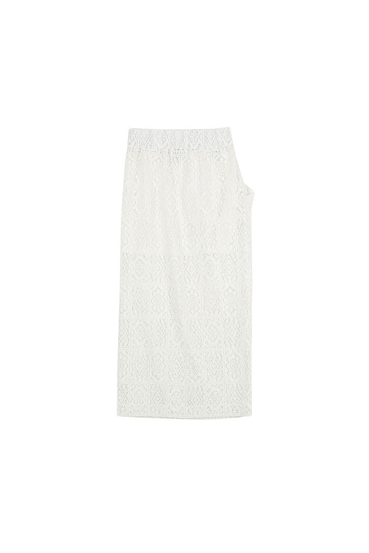 GDeL Square Pattern Lace Skirt (White) — vue 6