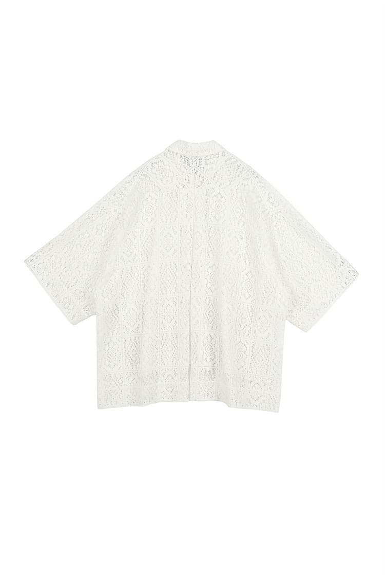 GDeL Square Pattern Lace Shirt (White) — vue 7