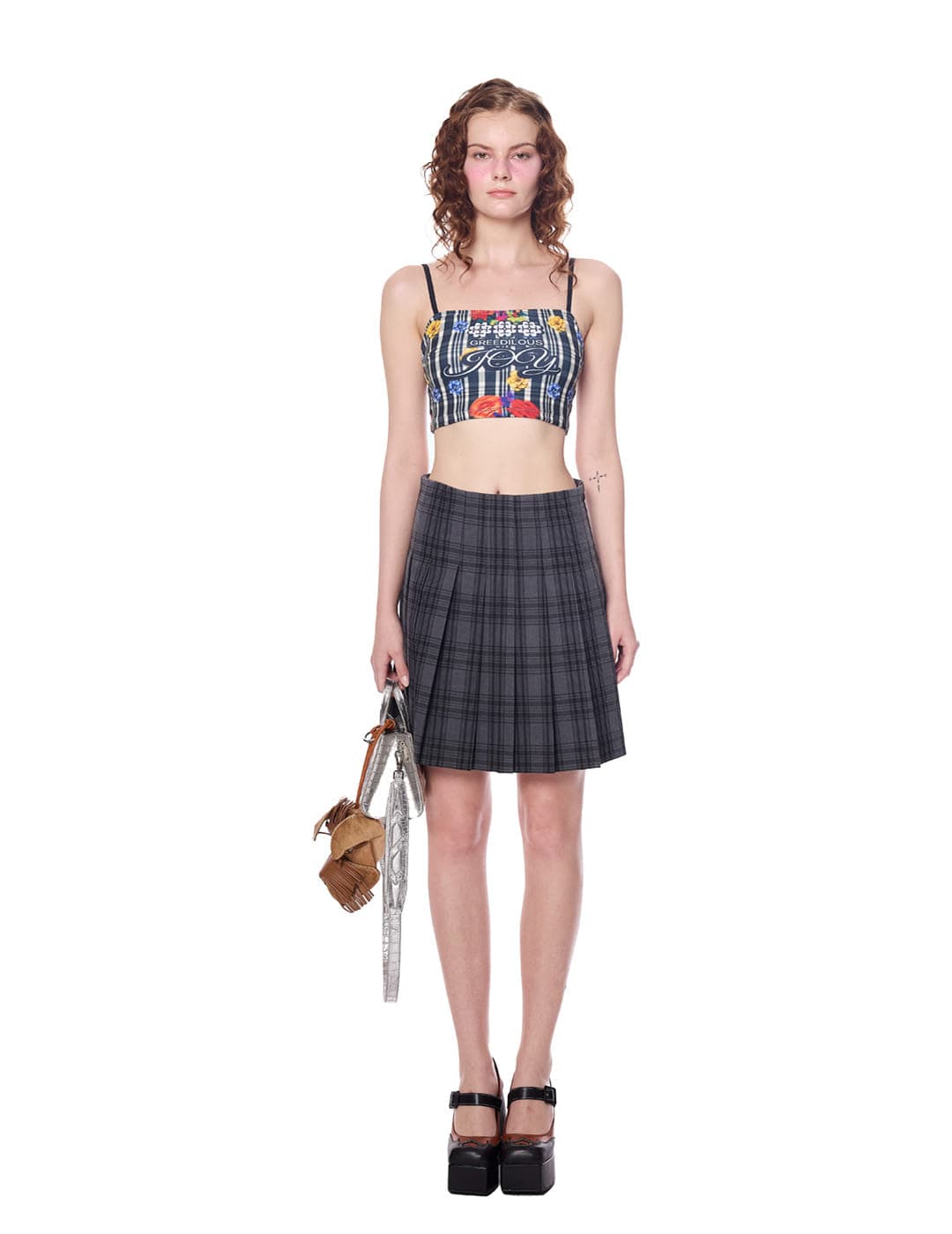 Plaid Pattern Pleated Skirt — vue 1