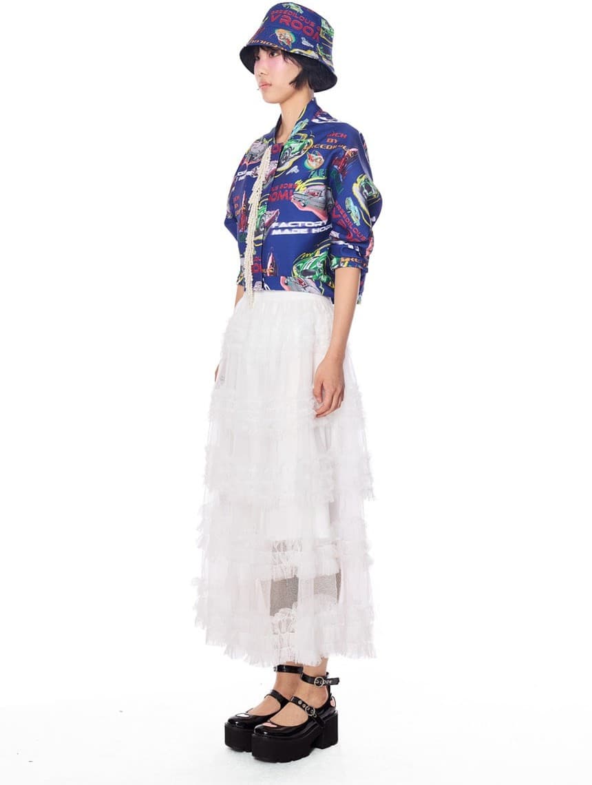 Sheer Ruffle Lace Maxi Skirt — vue 2