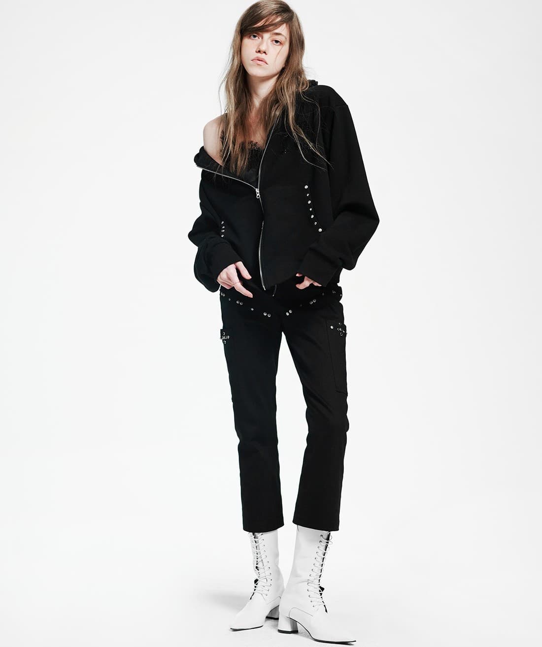 Holy Symbol Oversized hooded zip-up_BLACK — vue 4