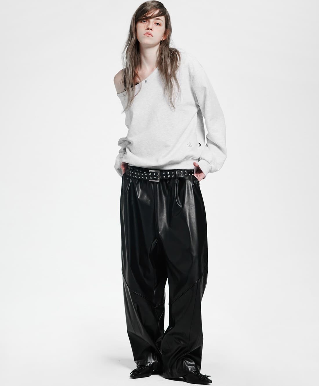 Holy Symbol Off-shoulder Sweatshirt_WHITE MELANGE — vue 4