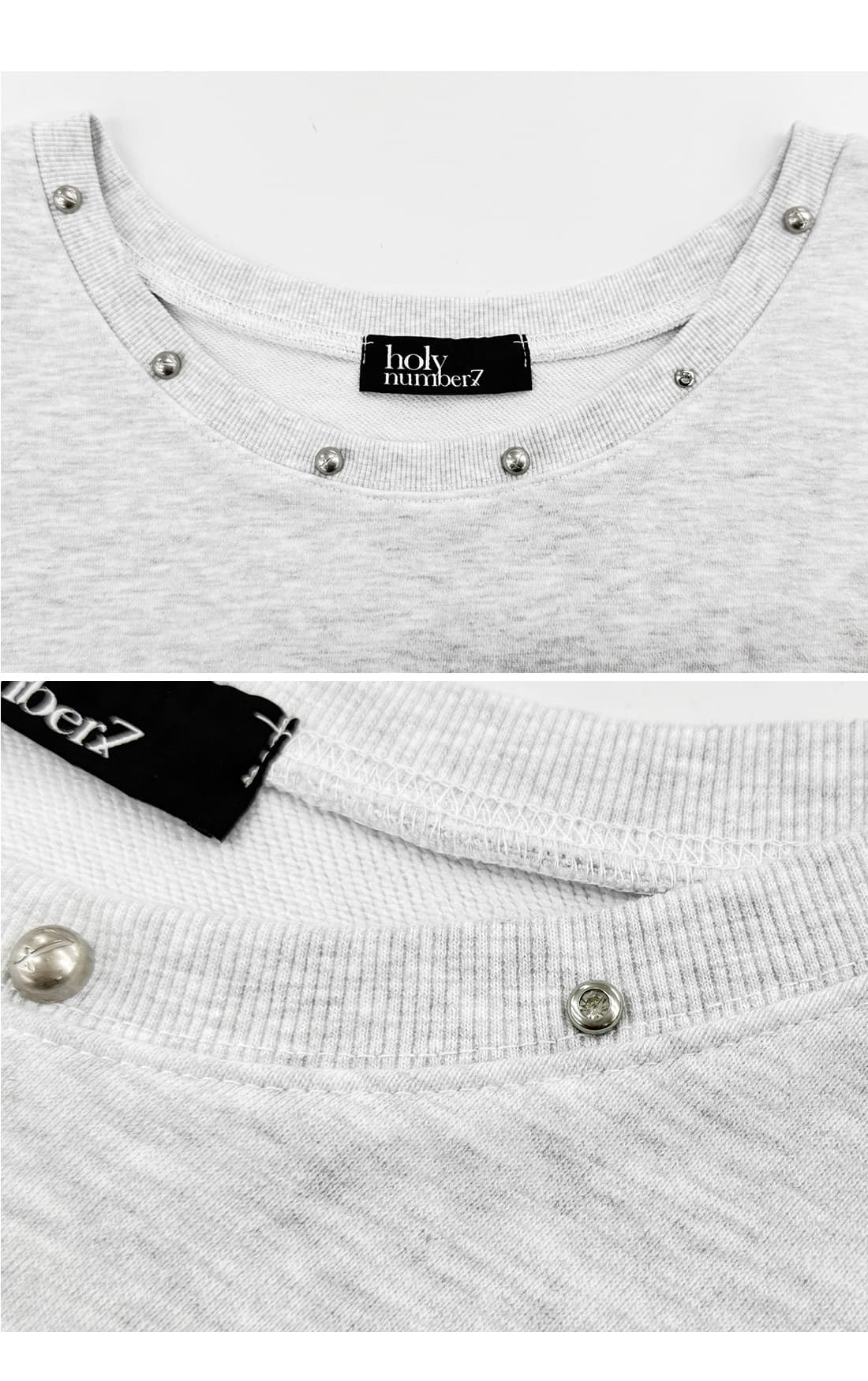 Holy Symbol Off-shoulder Sweatshirt_WHITE MELANGE — vue 11