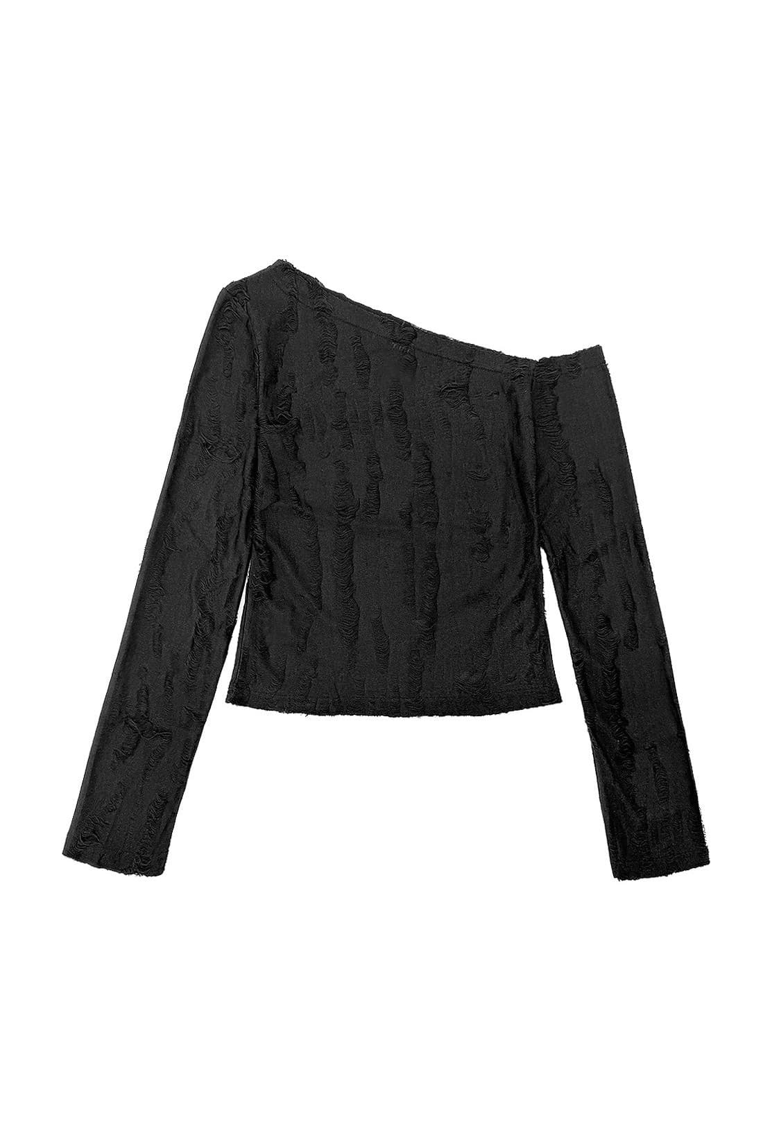 Holy Symbol Ripped Off-shoulder Top_BLACK — vue 10