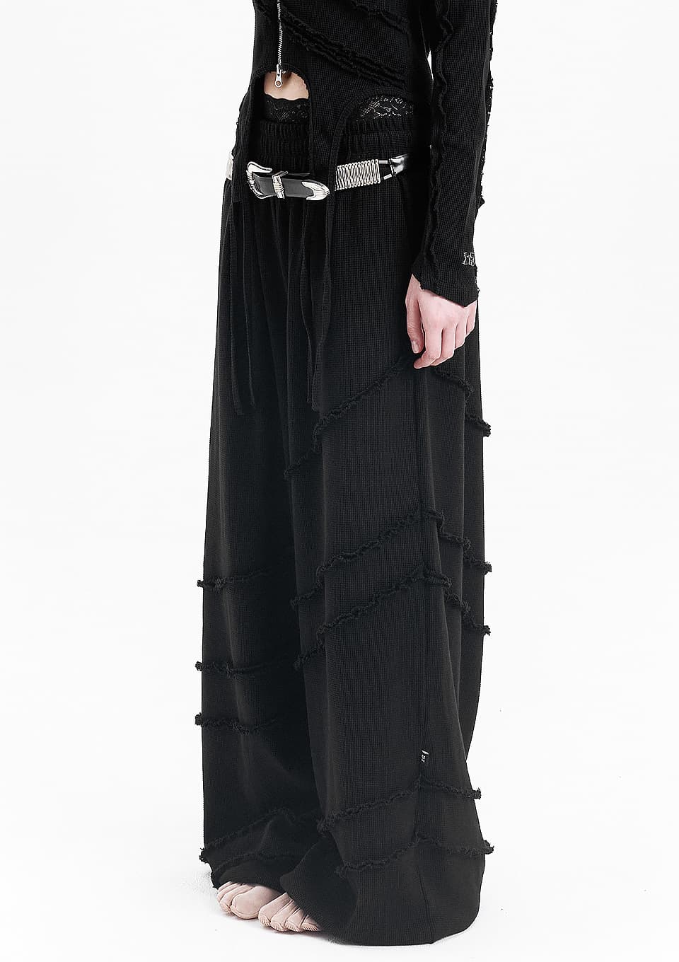 Waffle diagonal decoration pants — vue 1