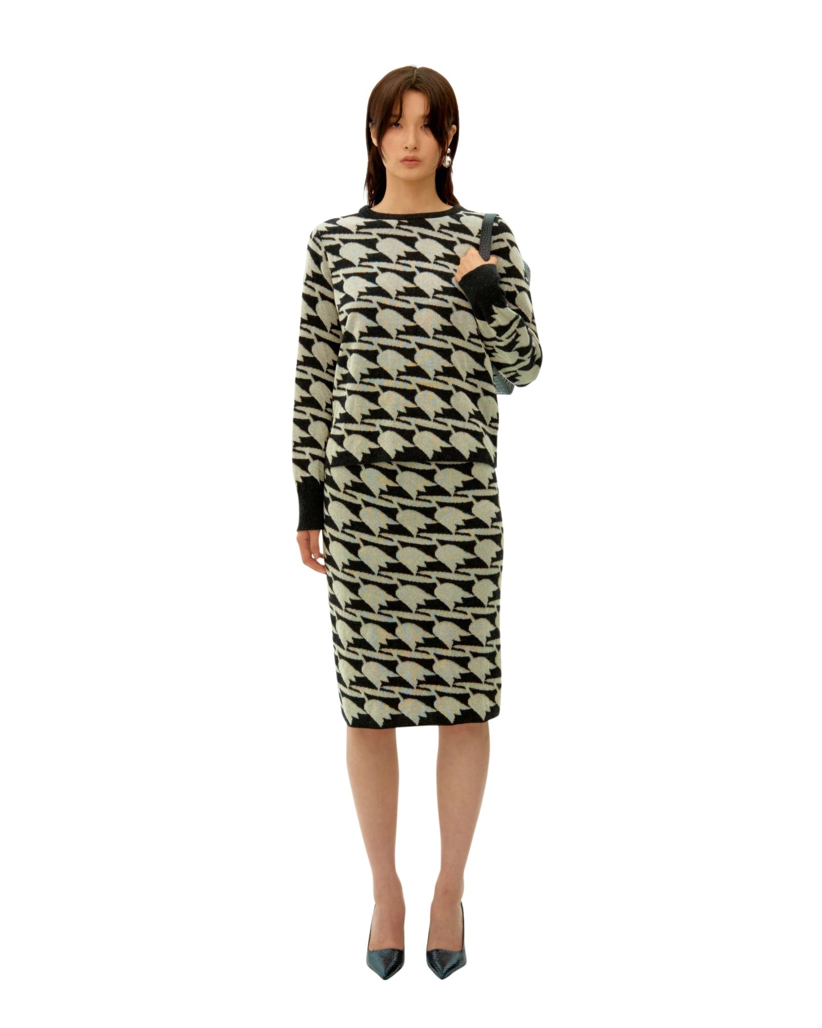 Tulip Jacquard Wool Skirt — vue 3