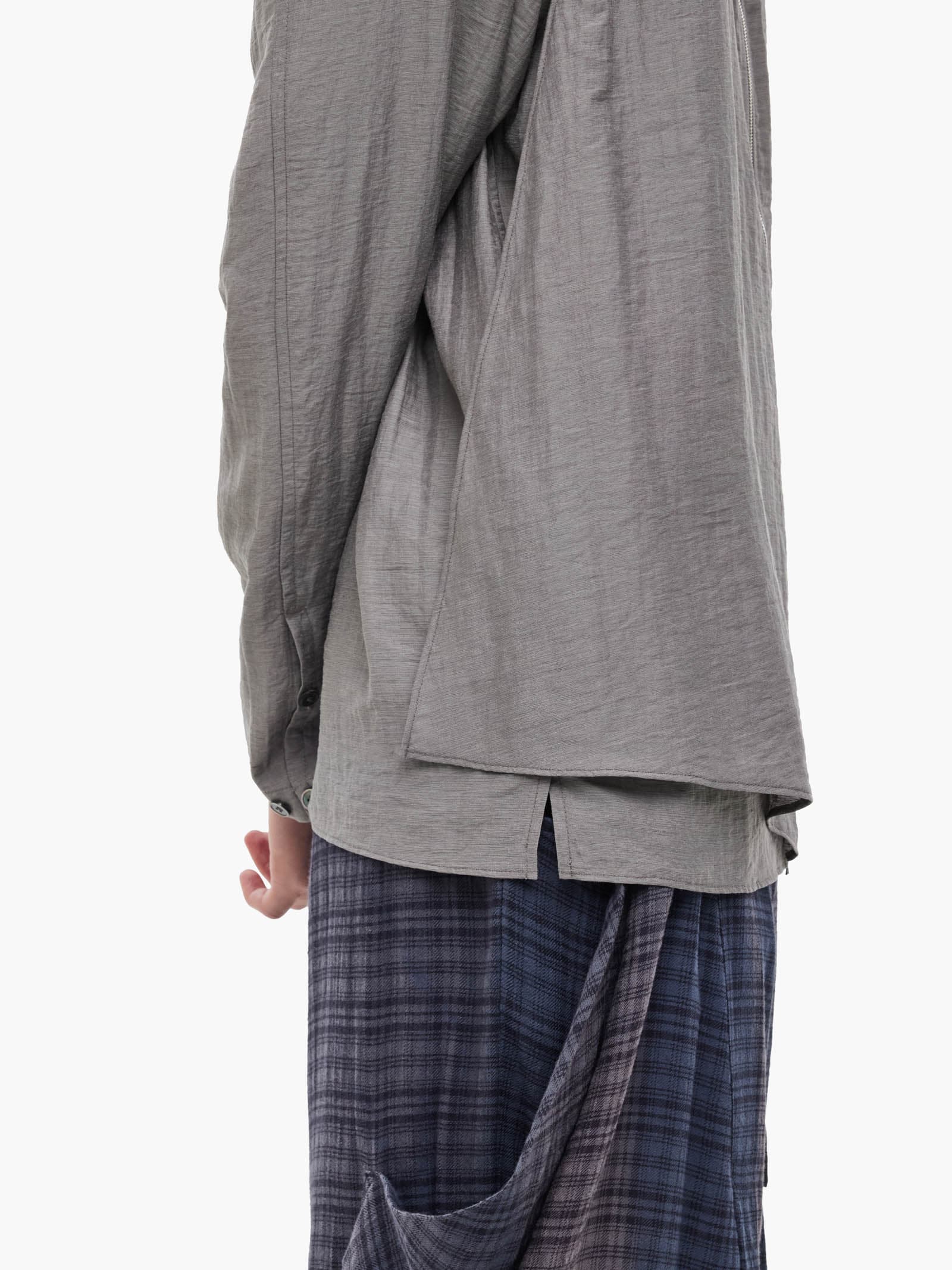 Layered Zip-Up Shirt - Grey — vue 8