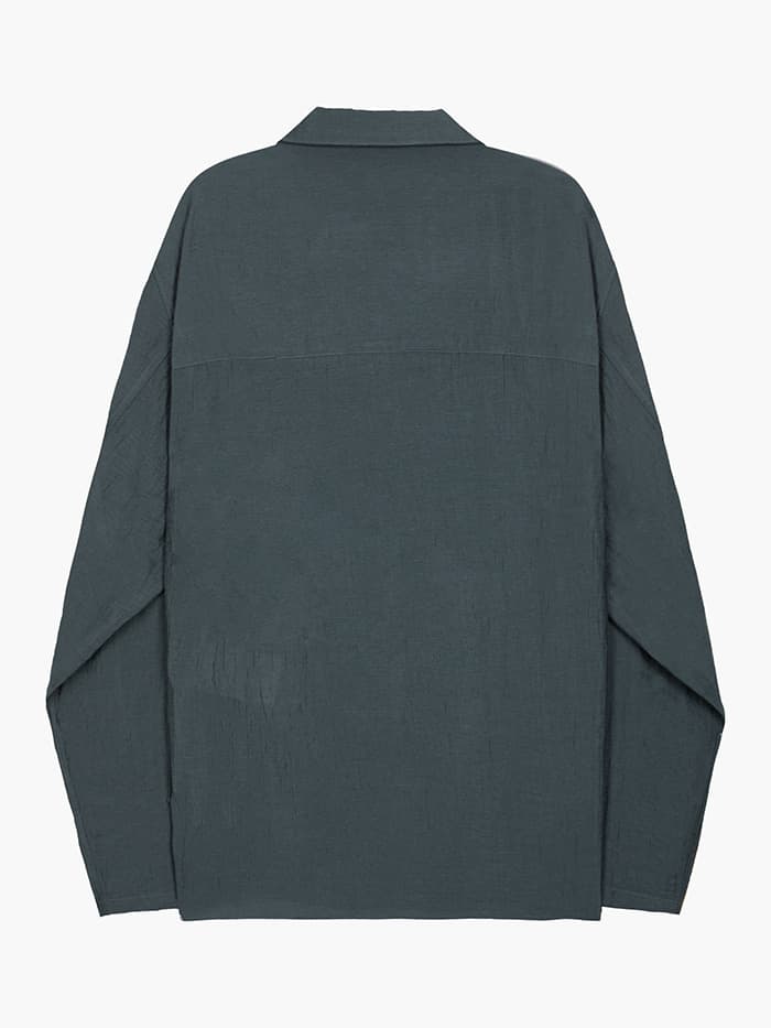 Layered Zip-Up Shirt - Navy — vue 11