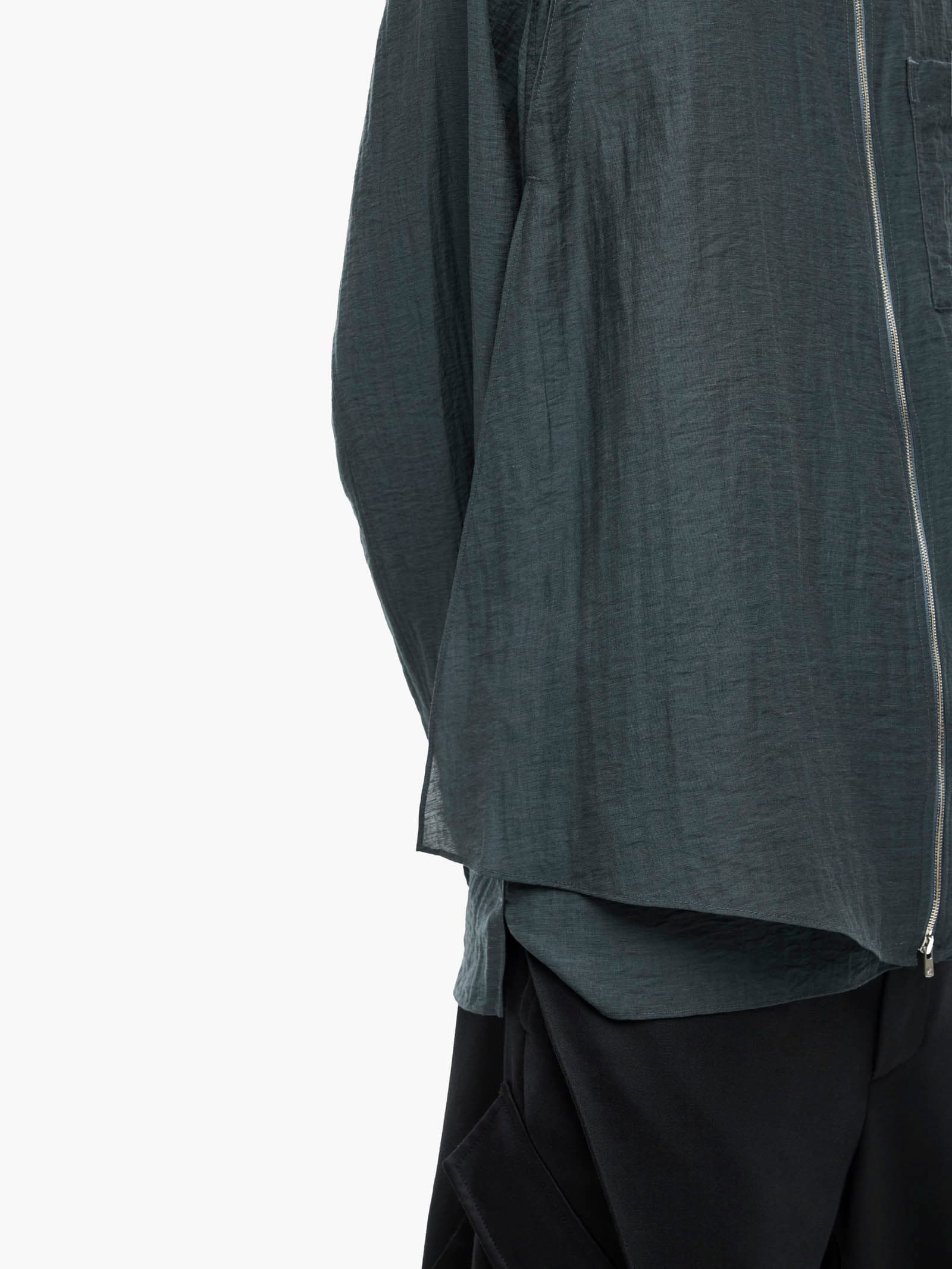 Layered Zip-Up Shirt - Navy — vue 8