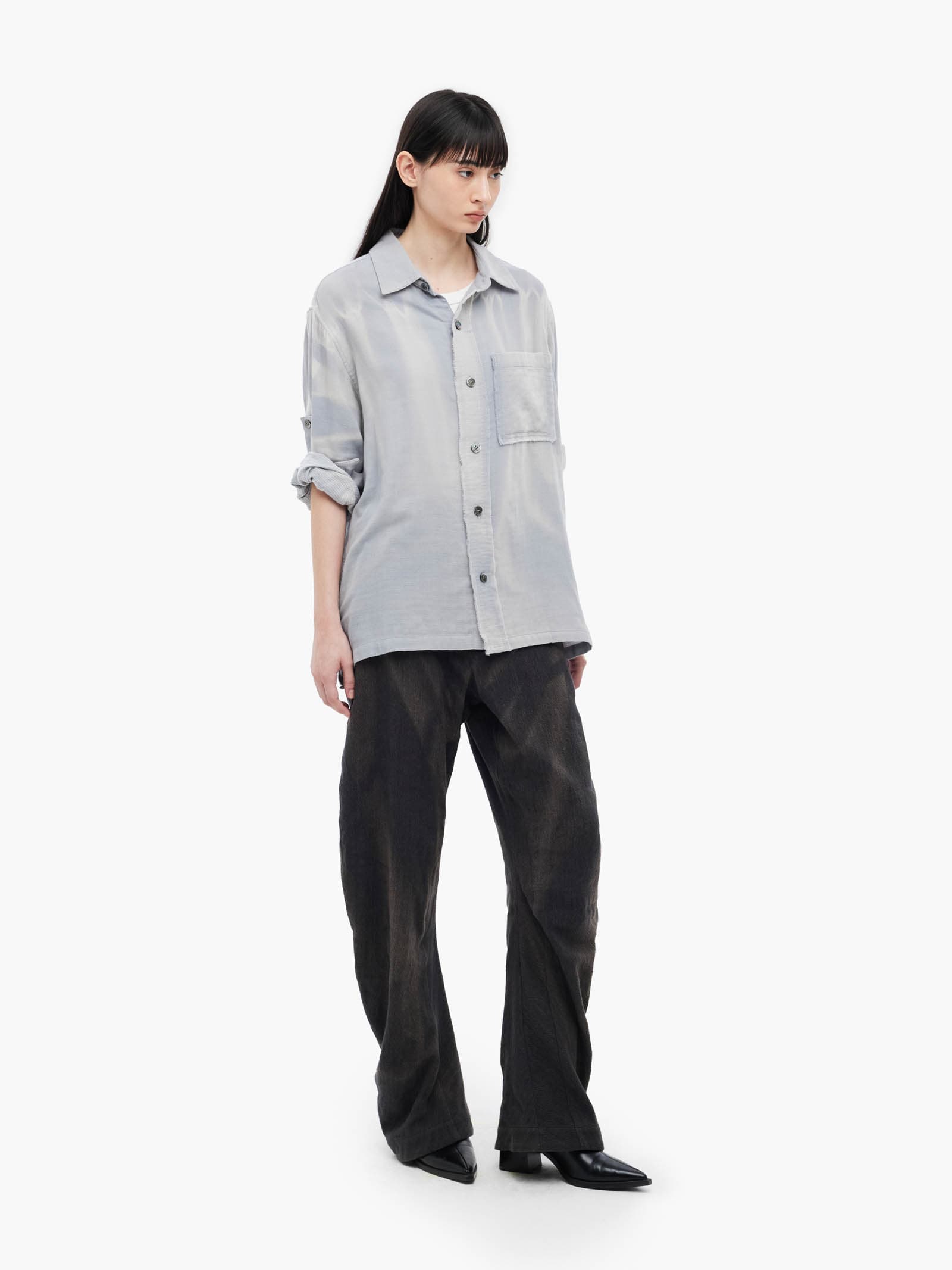 Sun-Bleached Strap Detailed Shirt - Grey — vue 4