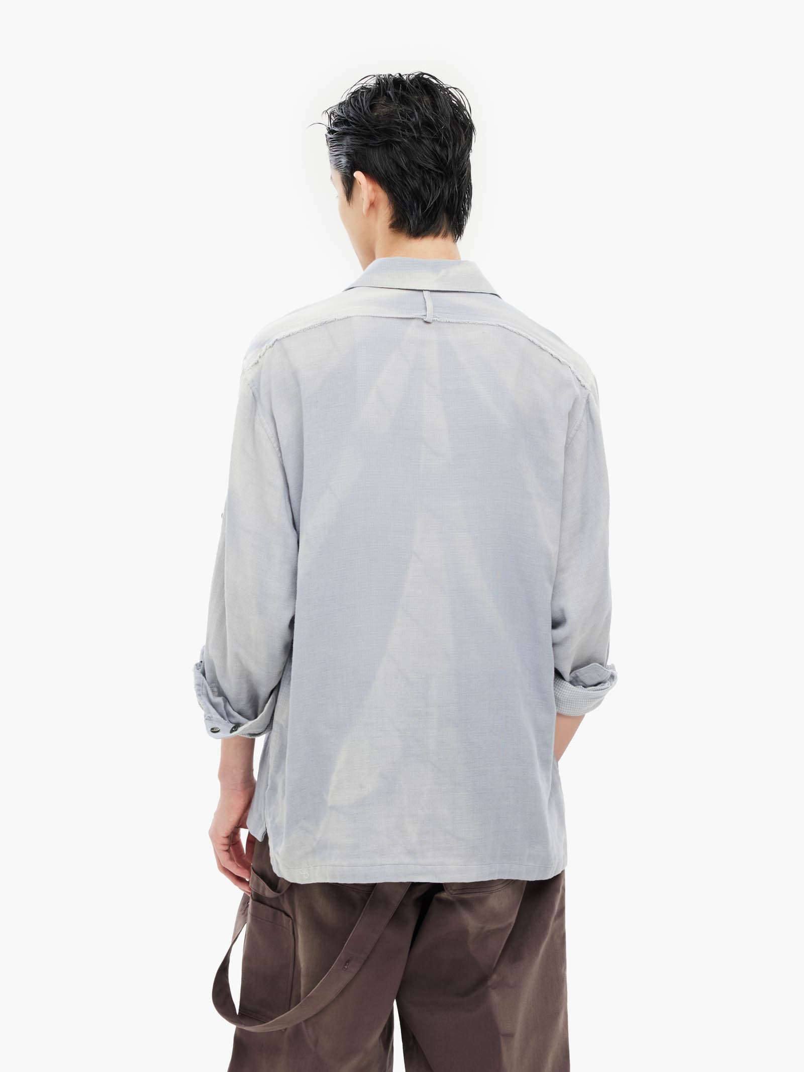 Sun-Bleached Strap Detailed Shirt - Grey — vue 9