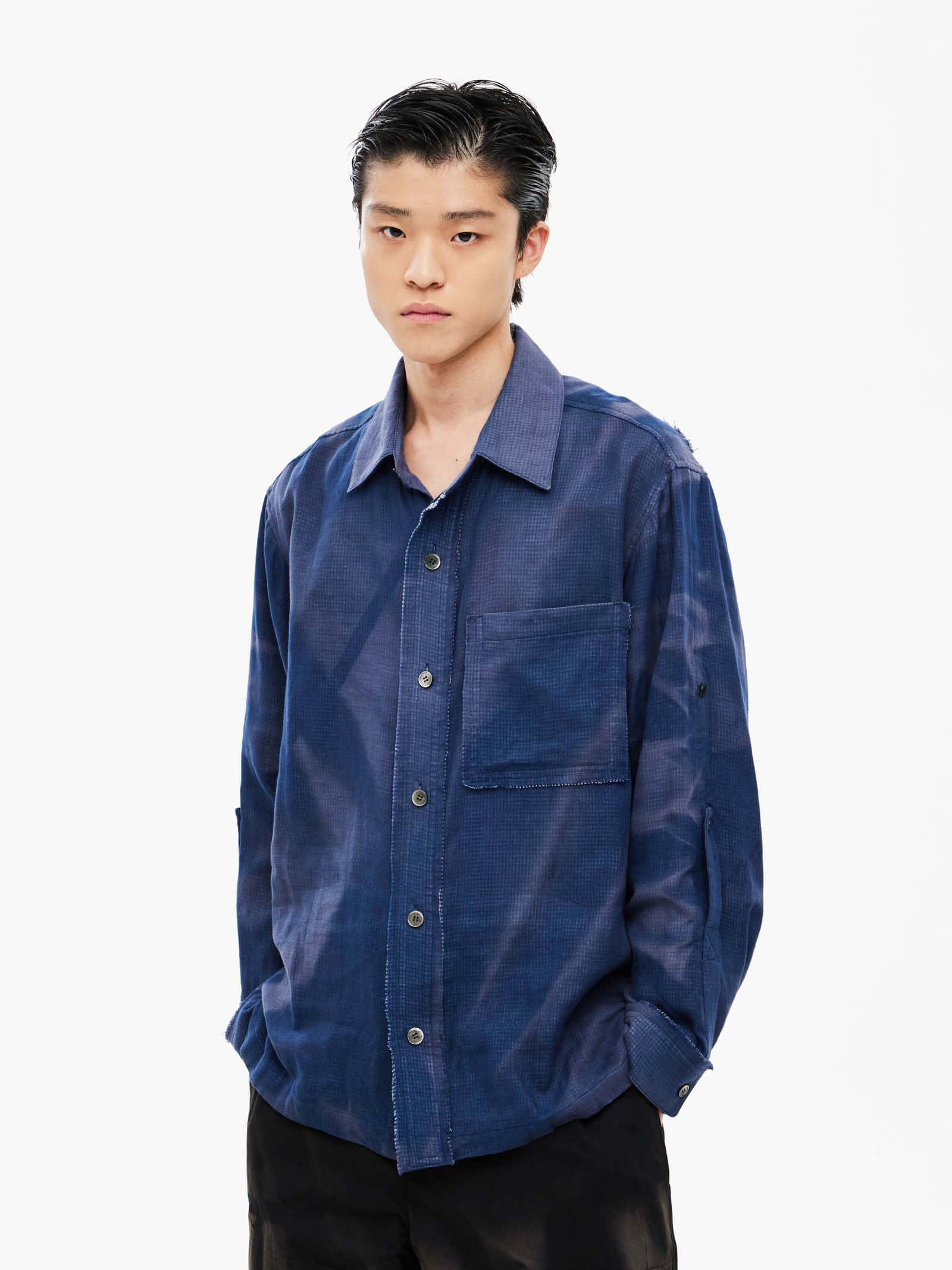 Sun-Bleached Strap Detailed Shirt - Navy — vue 3