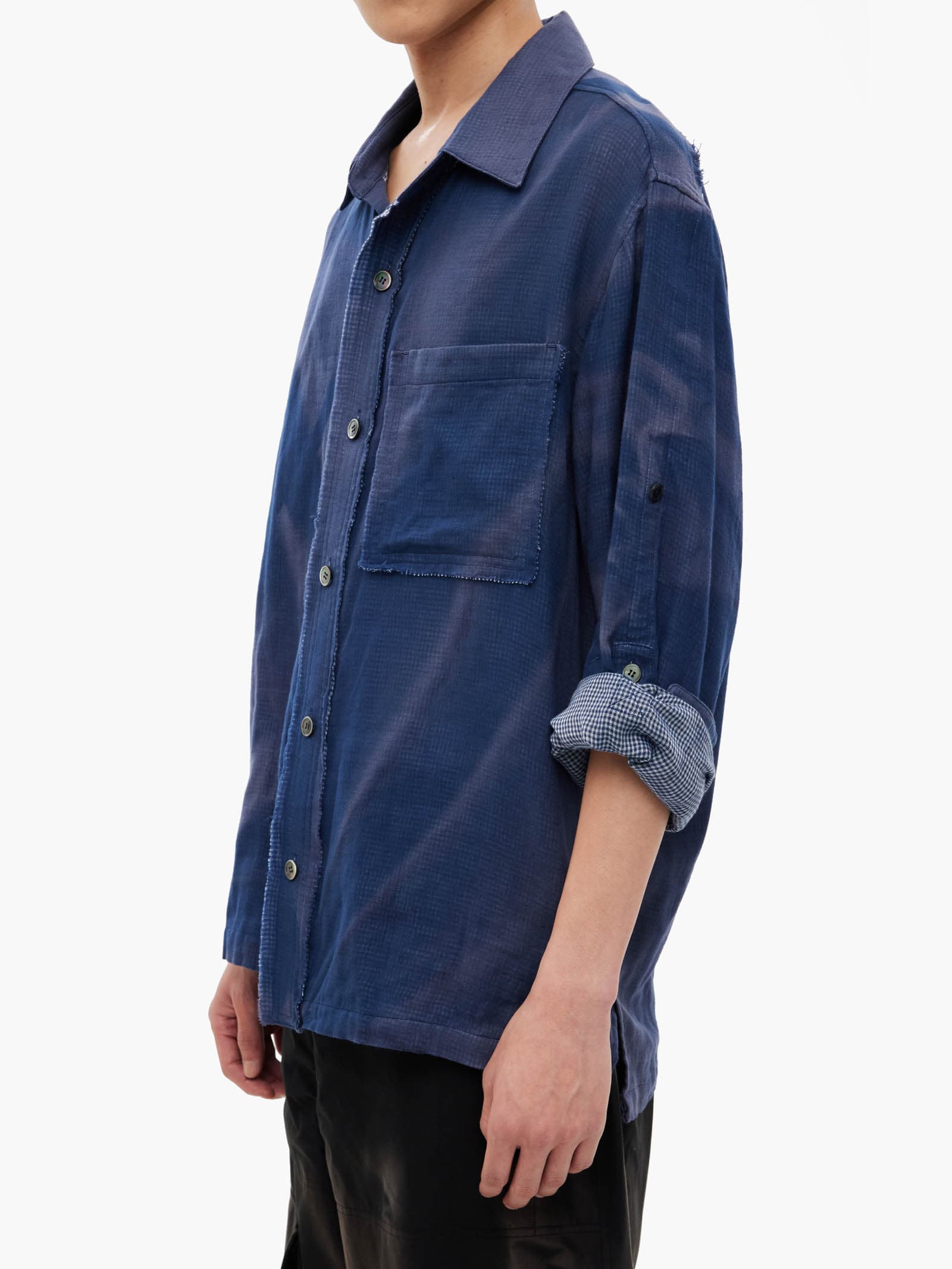 Sun-Bleached Strap Detailed Shirt - Navy — vue 6