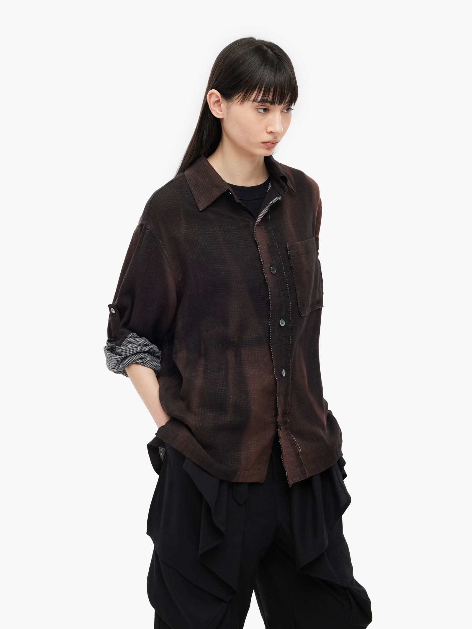 Sun-Bleached Strap Detailed Shirt - Black — vue 6