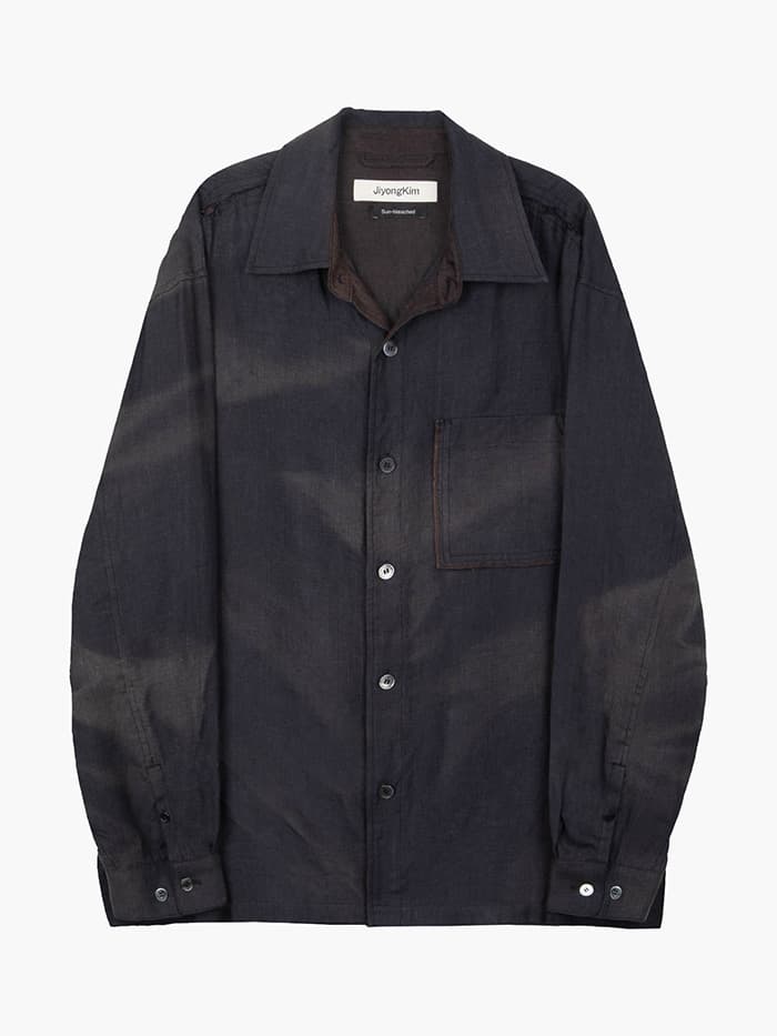 Sun-Bleached Raw Edged Shirt - Black — vue 1