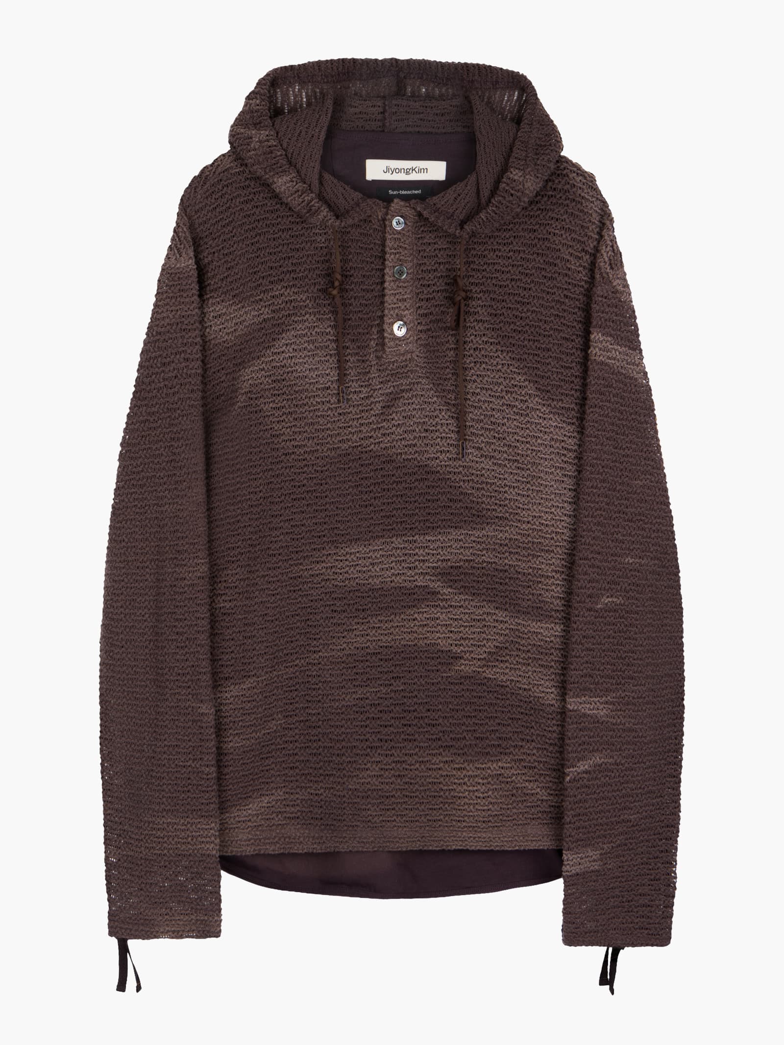 Sun-Bleached Layered Net Hoodie - Burgundy — vue 11