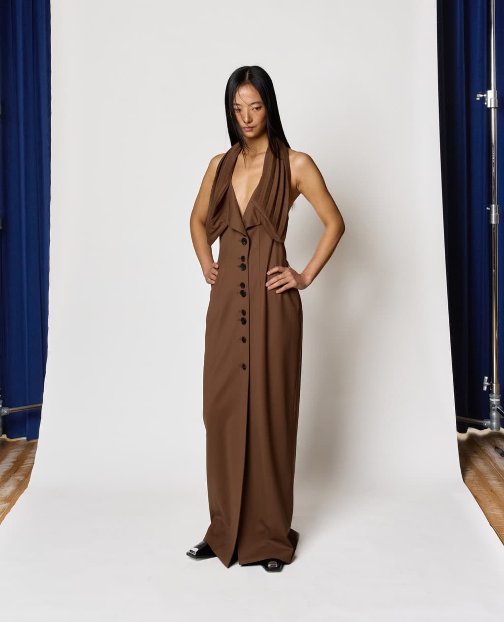 Kiwa Button-Up Dress - Brown — vue 2