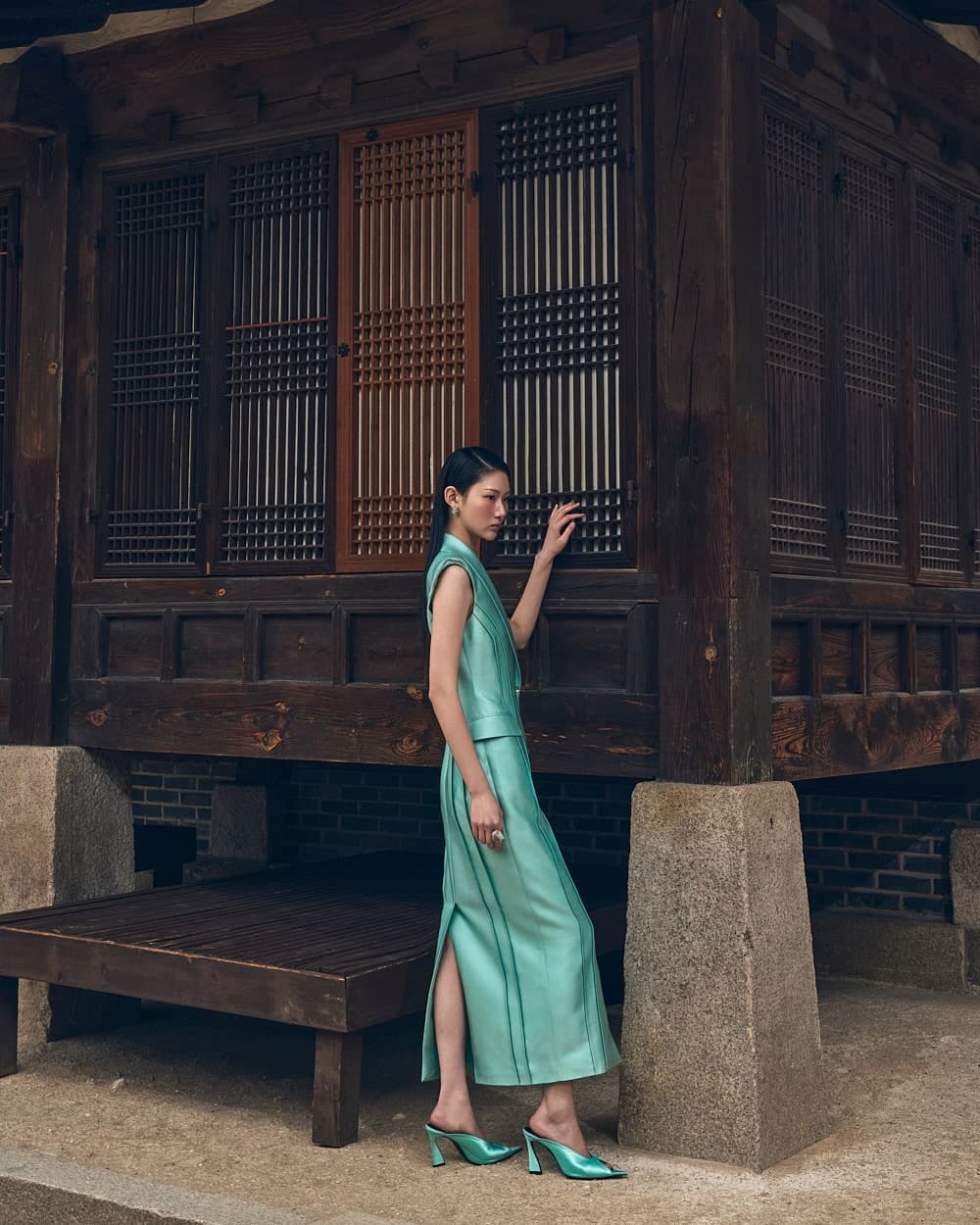 Wool-Silk Dress (Mint) — vue 7