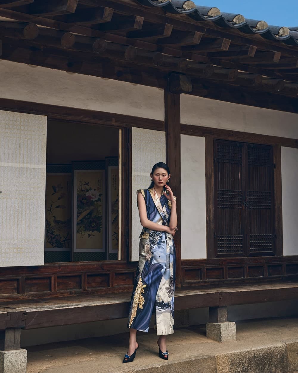 Wool-Silk Dress (Blue Print) — vue 3