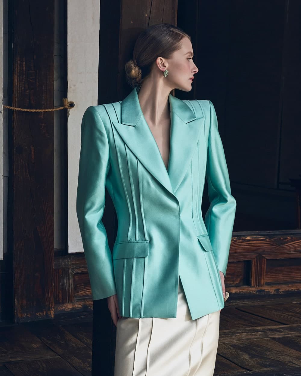 Wool-Silk Tailored Jacket (Mint) — vue 4