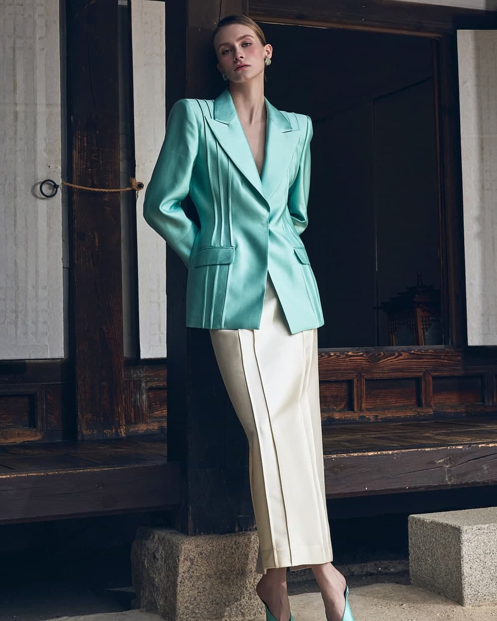 Wool-Silk Tailored Jacket (Mint) — vue 1