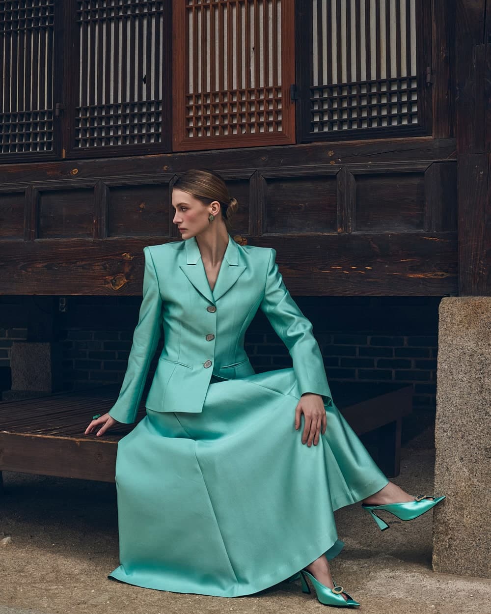 Wool-Silk Tailored Jacket (Mint) — vue 5