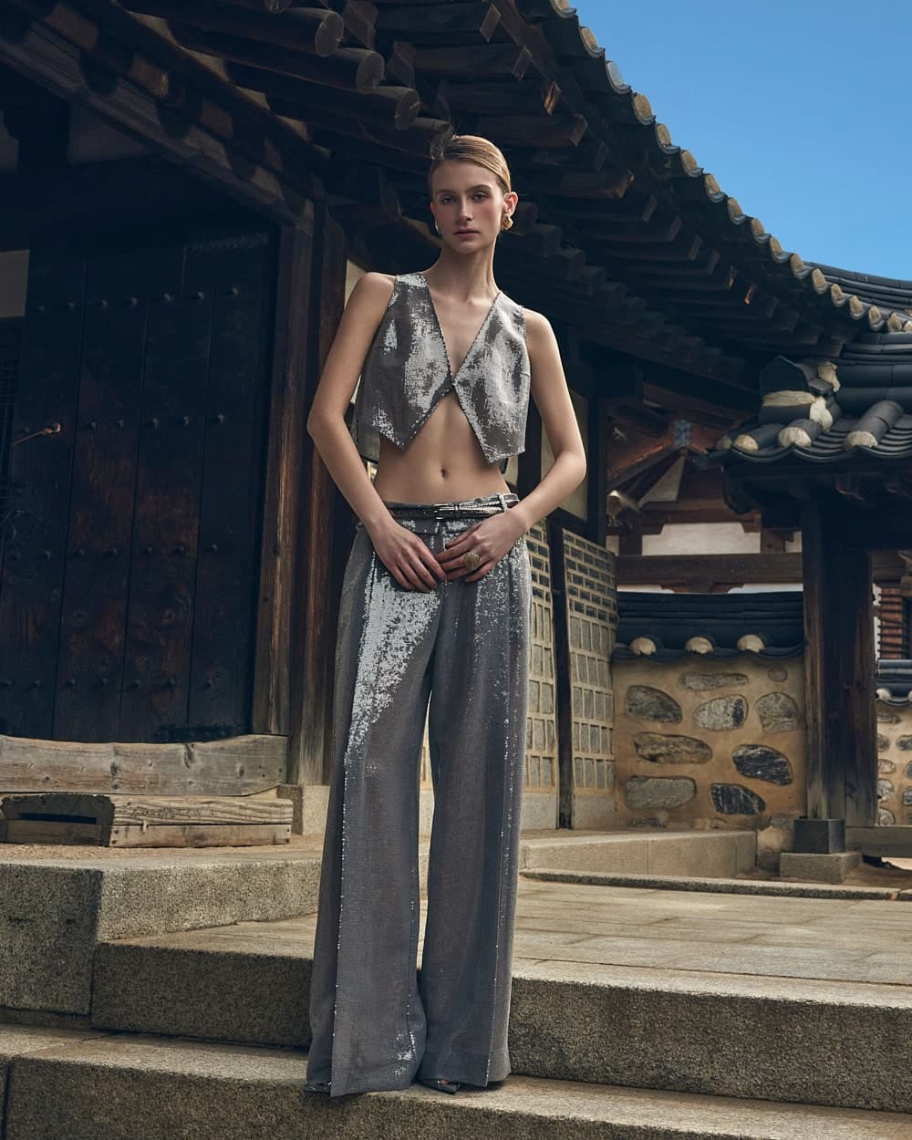Polyester Trousers (Gray) — vue 4