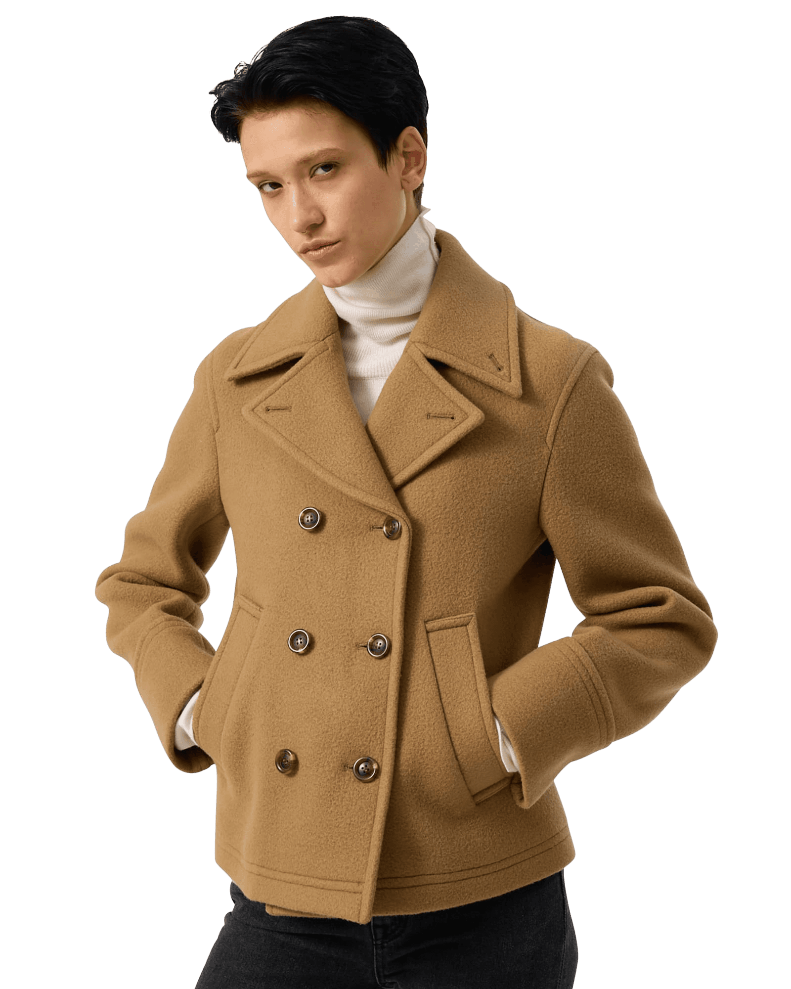 Classic Pea Coat (Beige) — vue 7