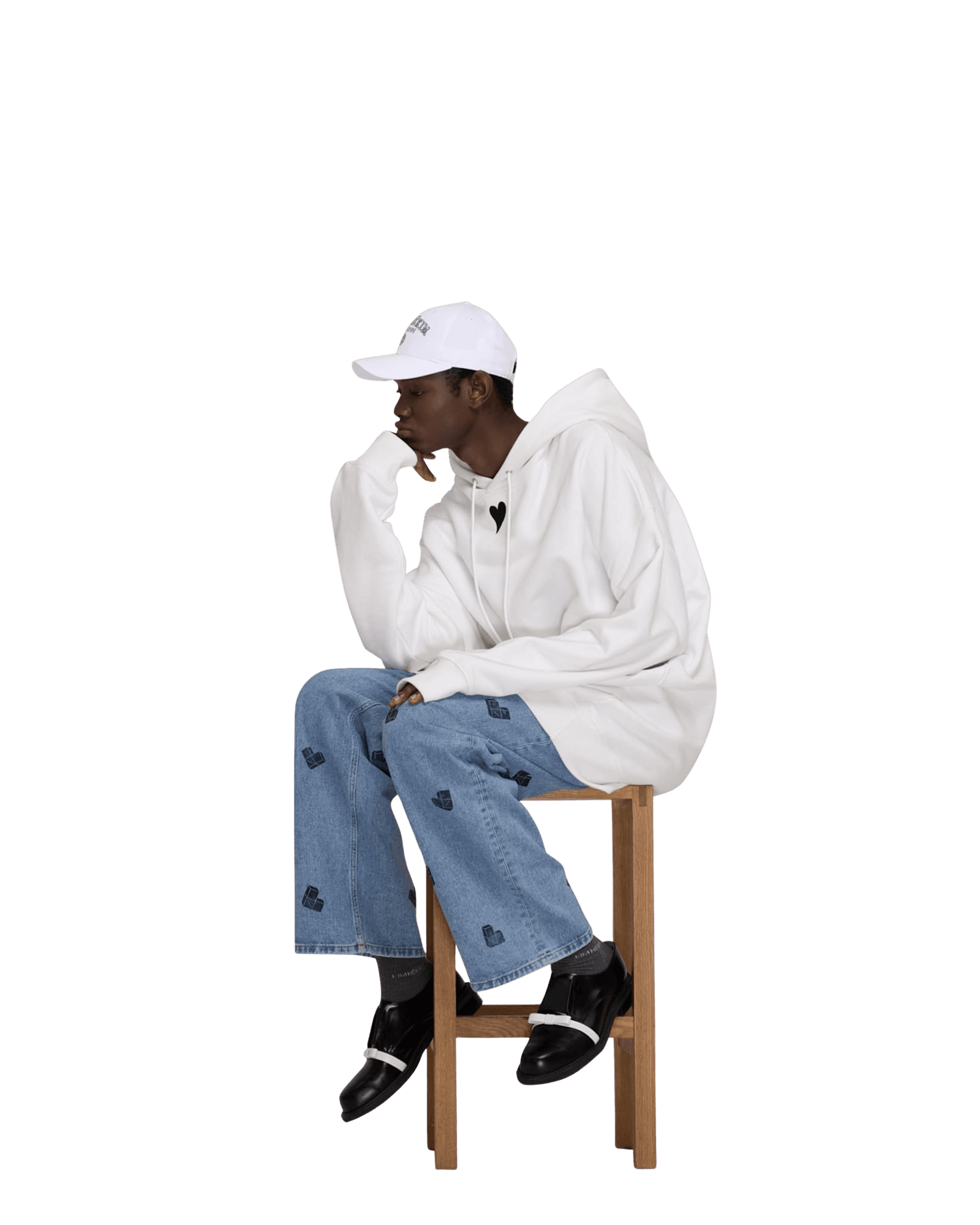 Heart Patch Oversized Hoodie (Black) — vue 15
