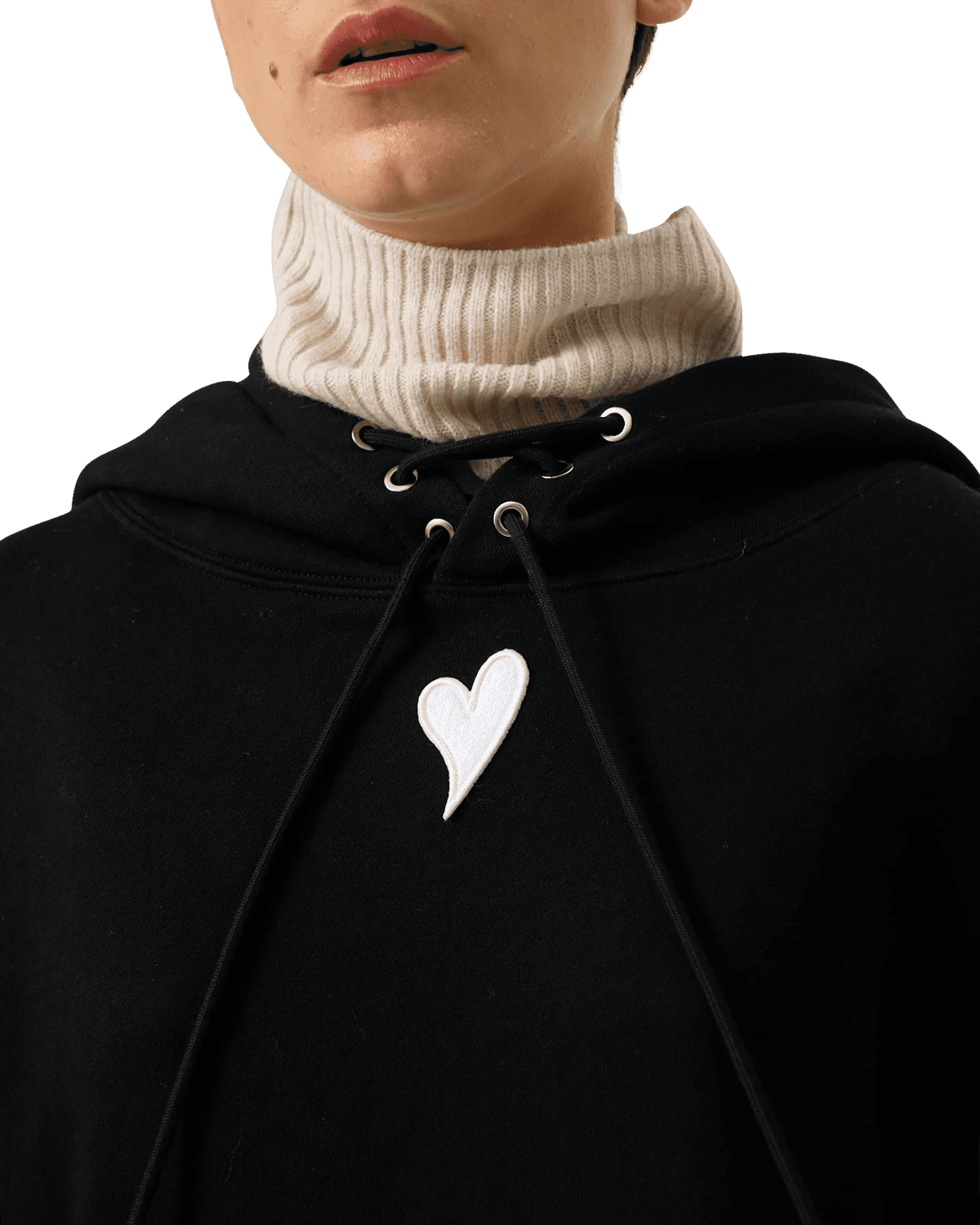 Heart Patch Oversized Hoodie (Black) — vue 8