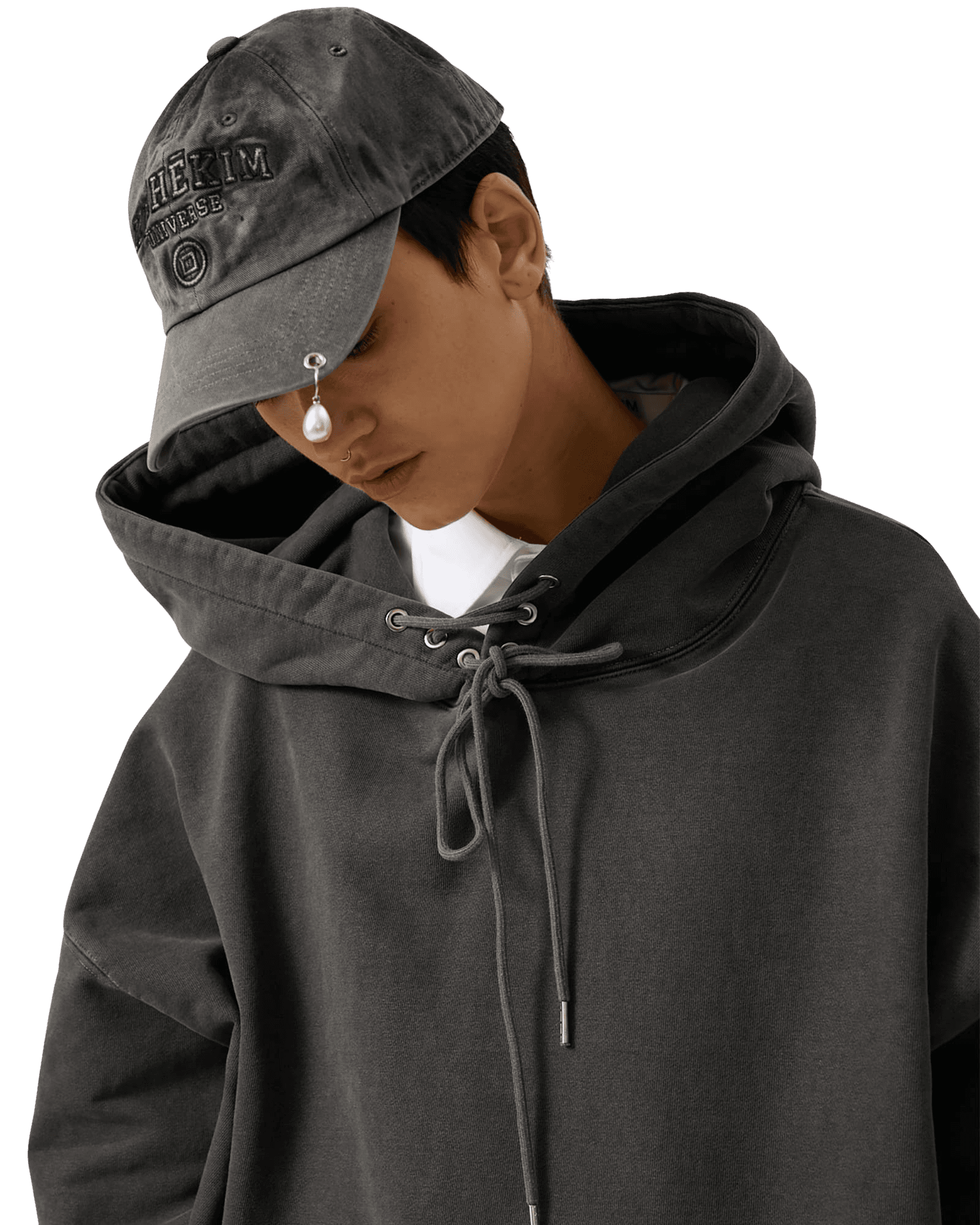 Upcycled Eyelet Hoodie (Grey) — vue 13