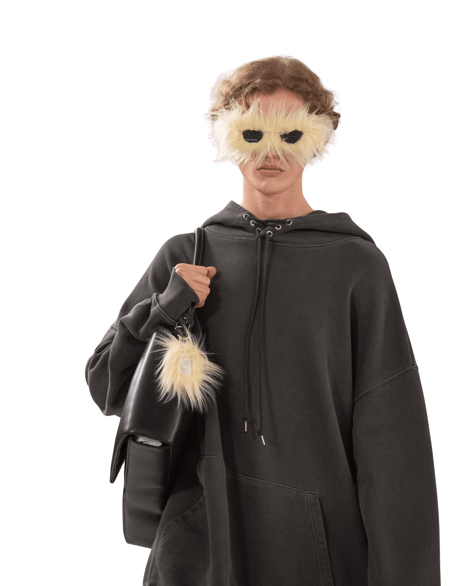 Upcycled Eyelet Hoodie (Grey) — vue 3