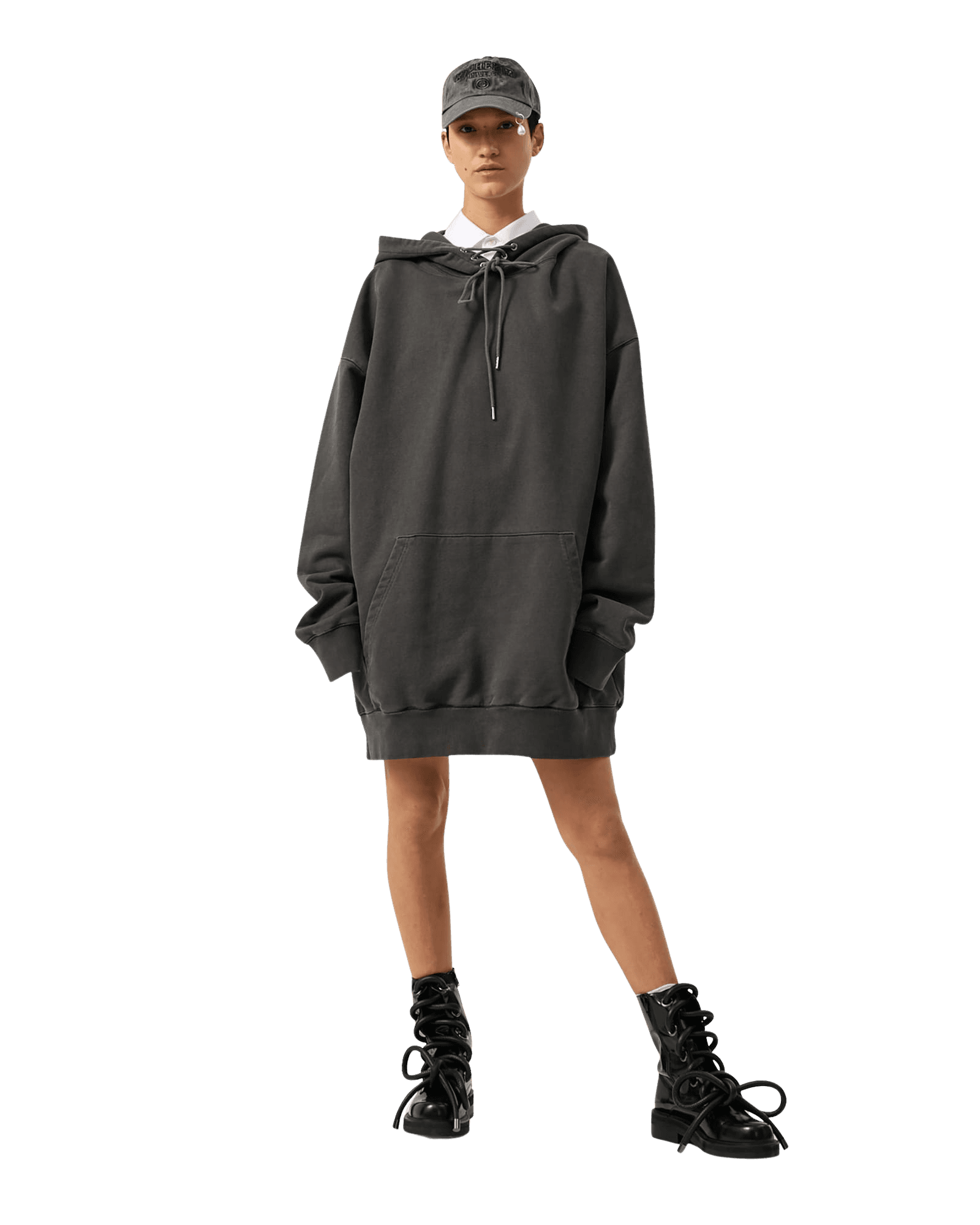 Upcycled Eyelet Hoodie (Grey) — vue 7