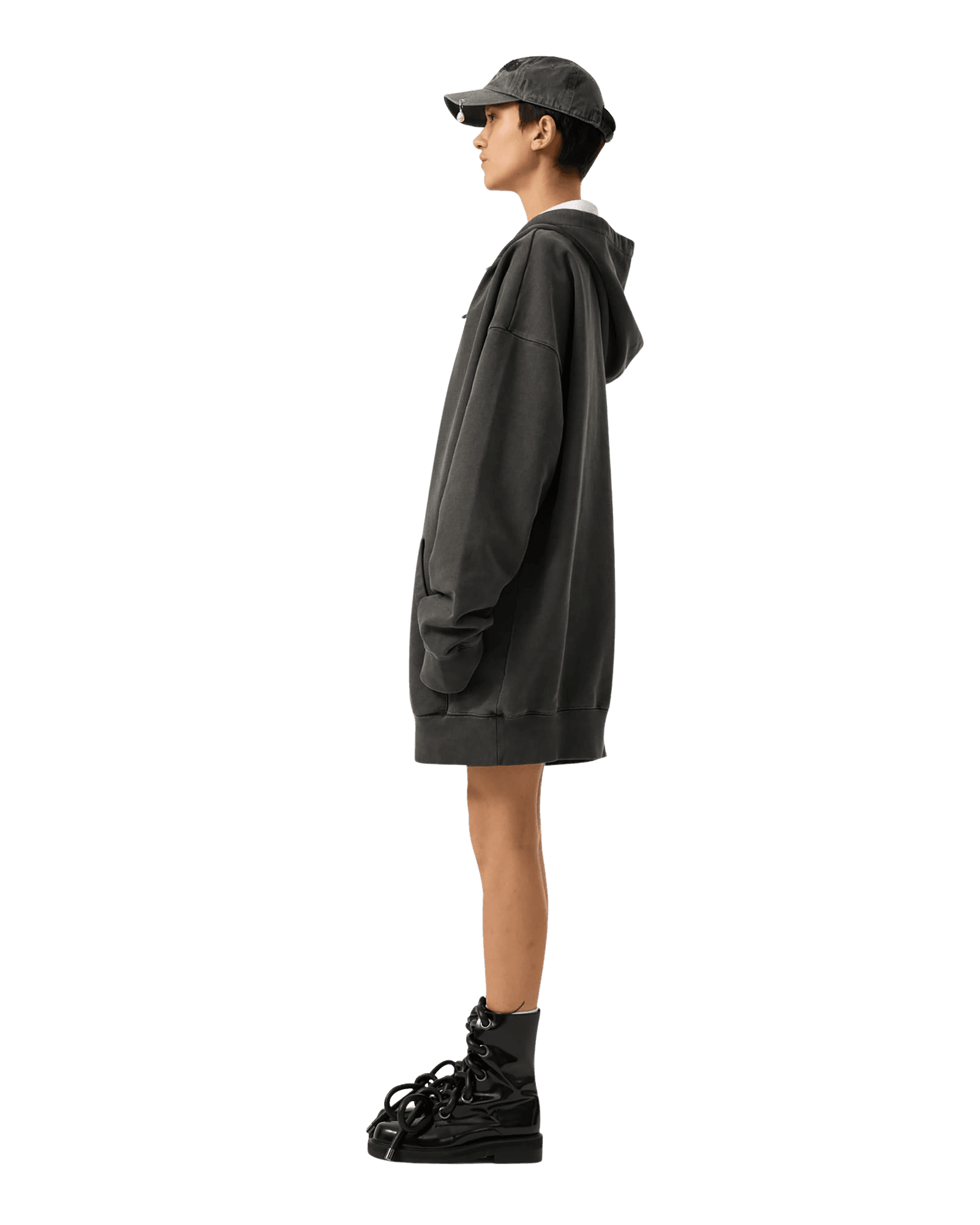 Upcycled Eyelet Hoodie (Grey) — vue 10