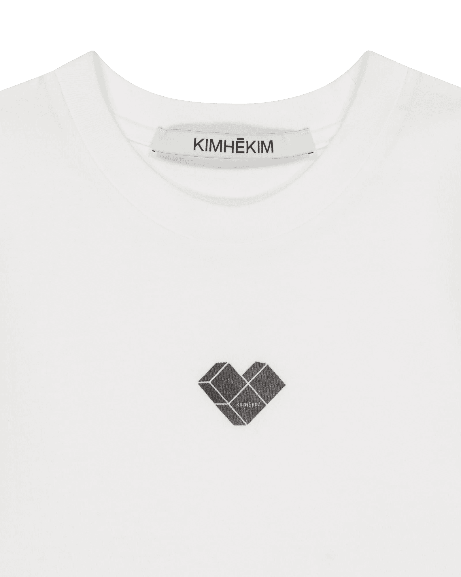 Heart Puzzle Stamped Slim Fit T-Shirt (White) — vue 8