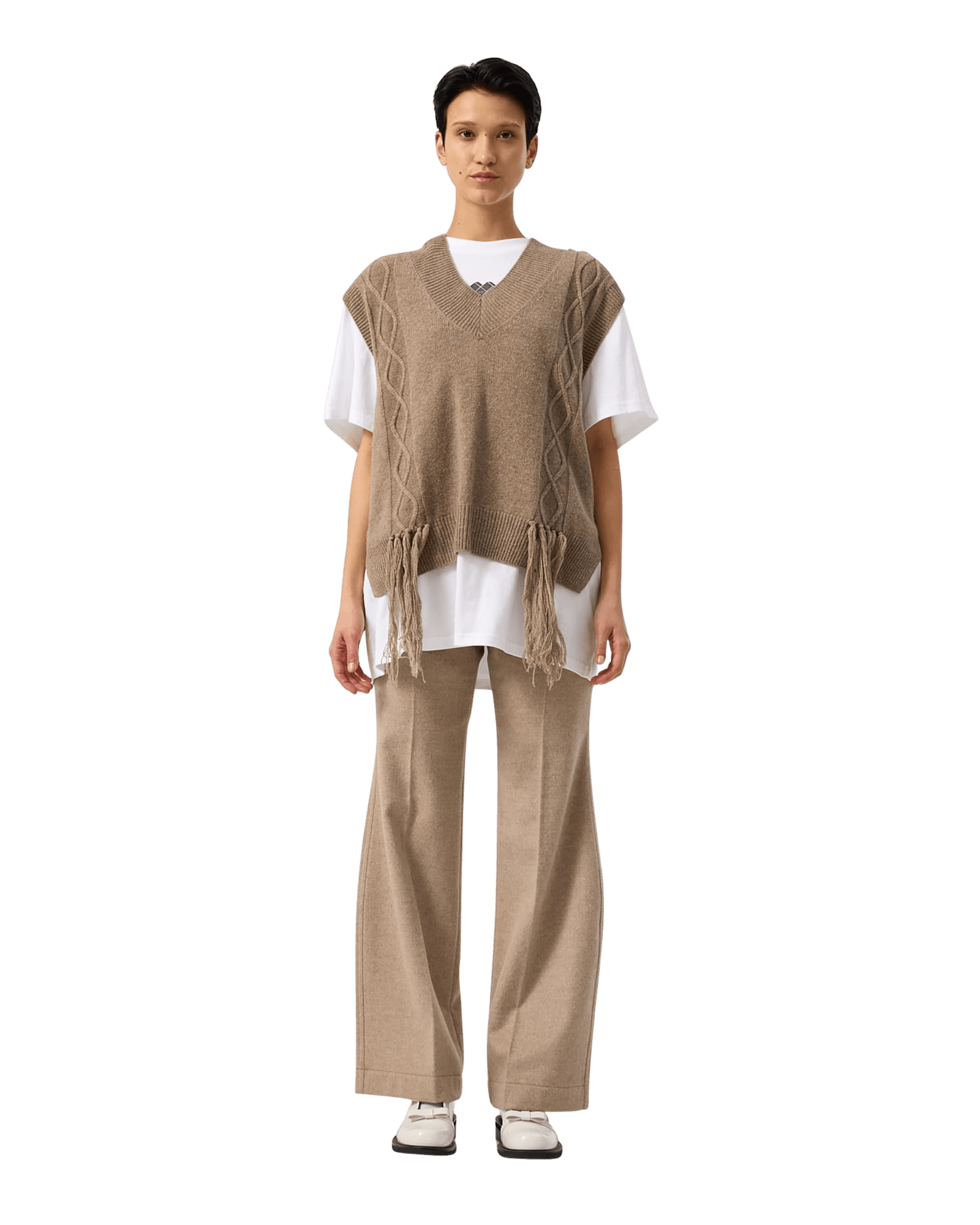 Wave Cut Trousers (Beige) — vue 2