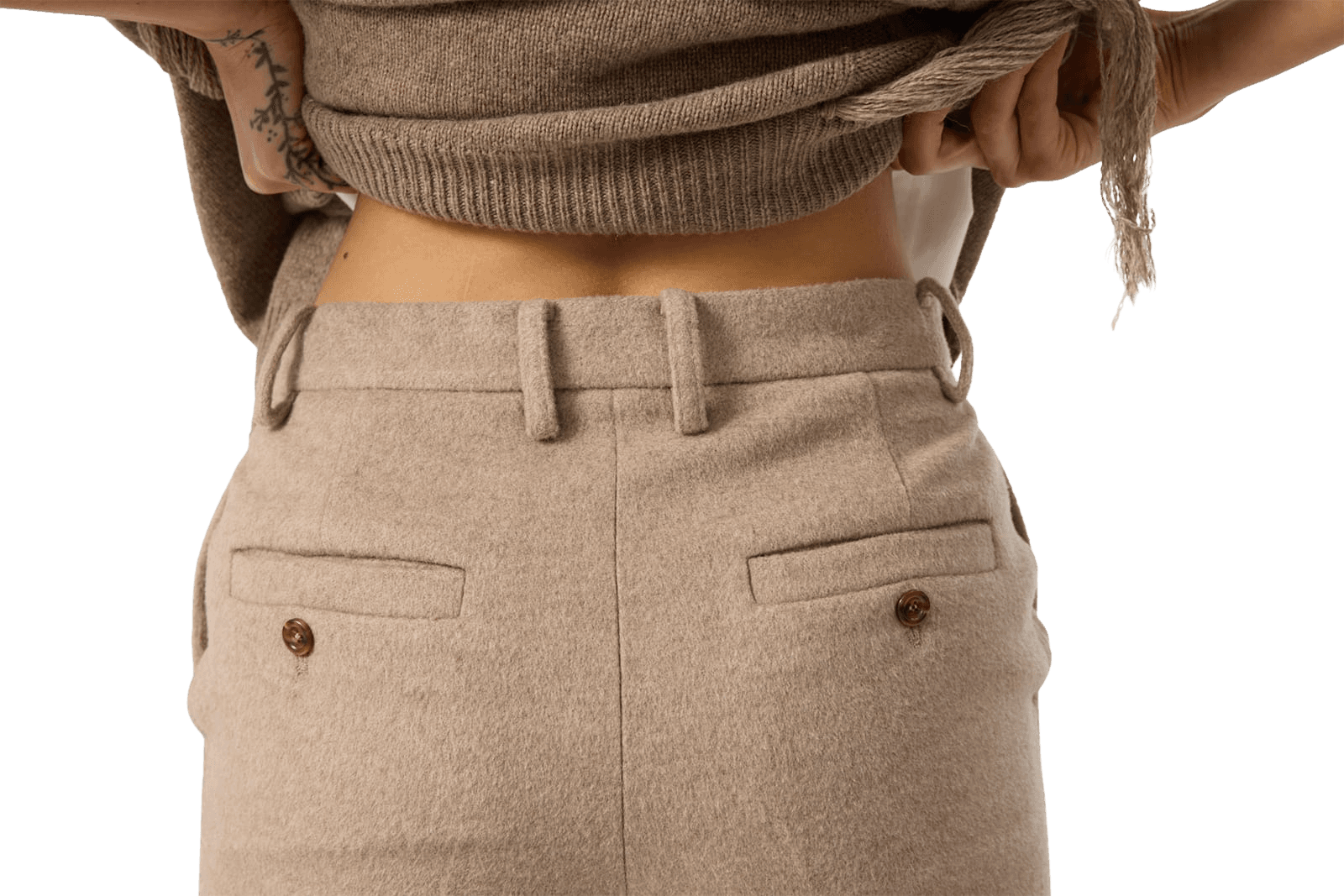 Wave Cut Trousers (Beige) — vue 8