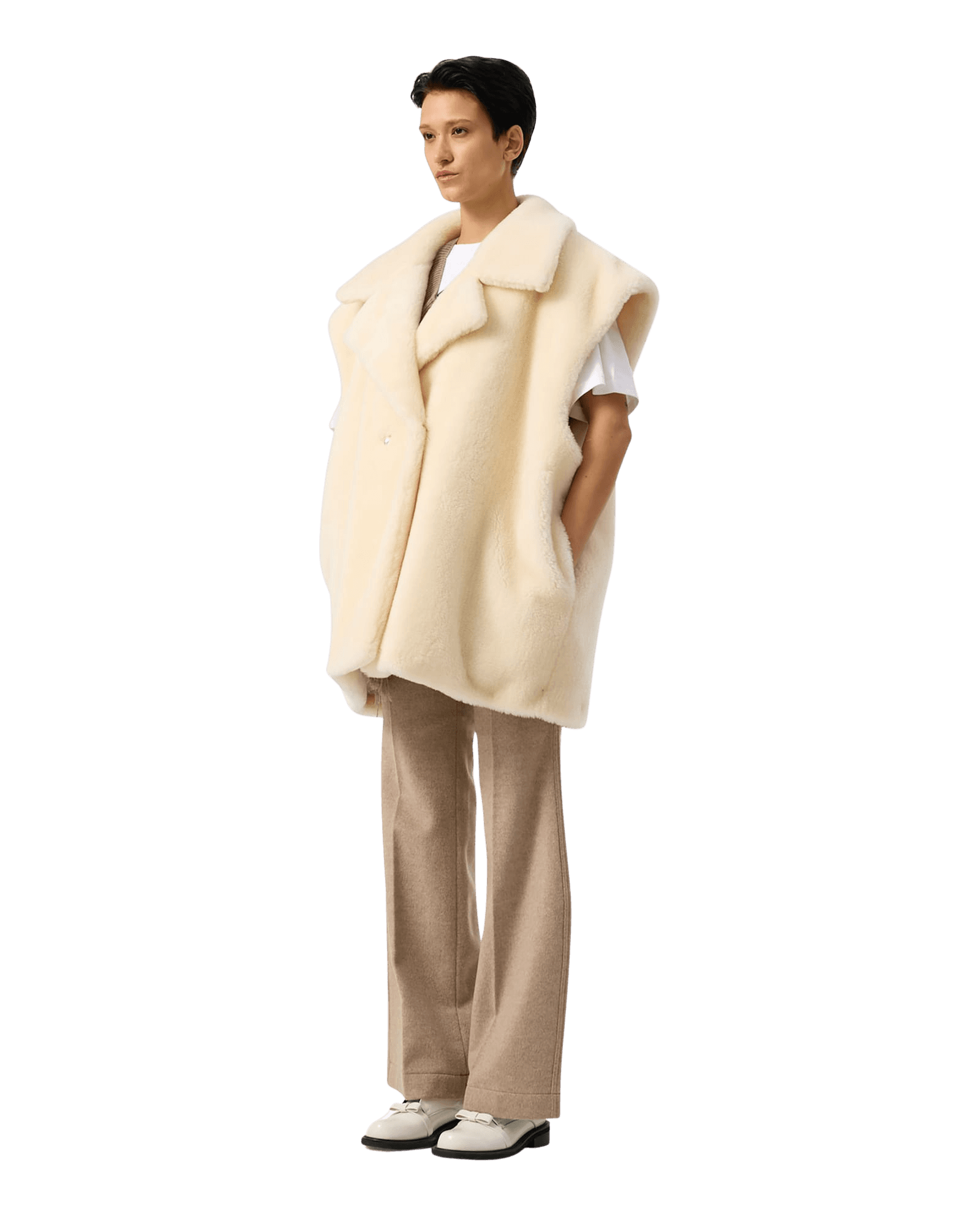 Wave Cut Trousers (Beige) — vue 10