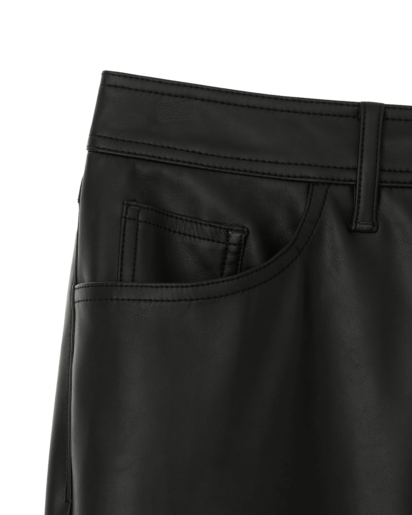 Vegan Leather Label Wide Fit Pants (Black) — vue 17