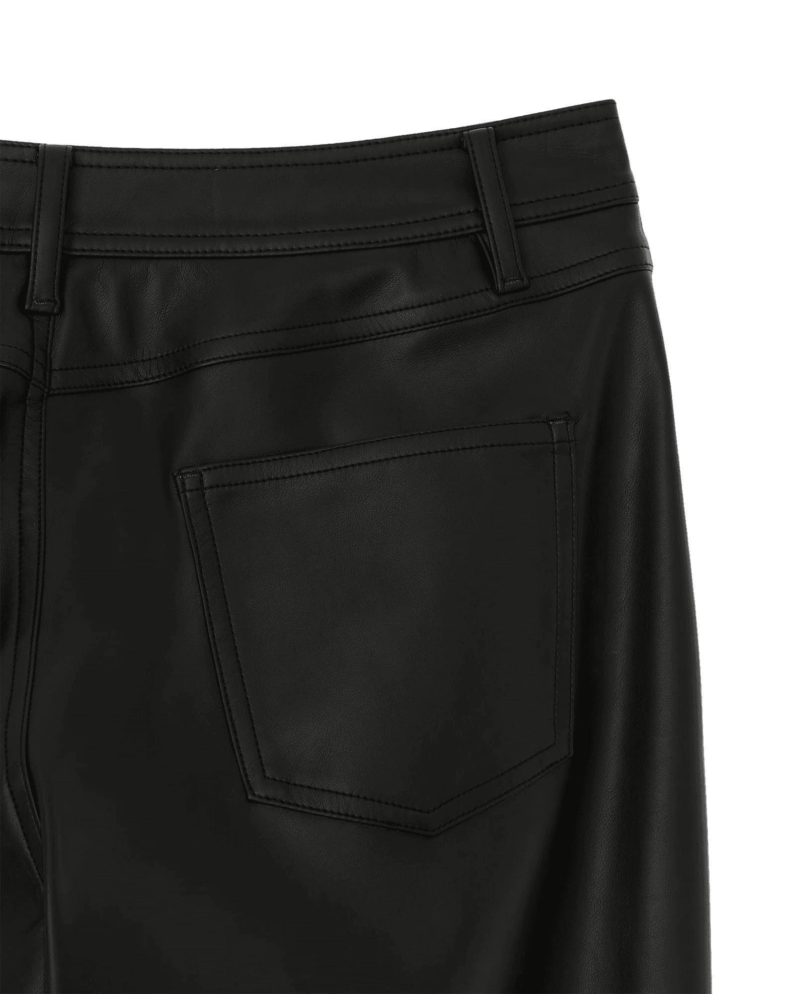 Vegan Leather Label Wide Fit Pants (Black) — vue 18