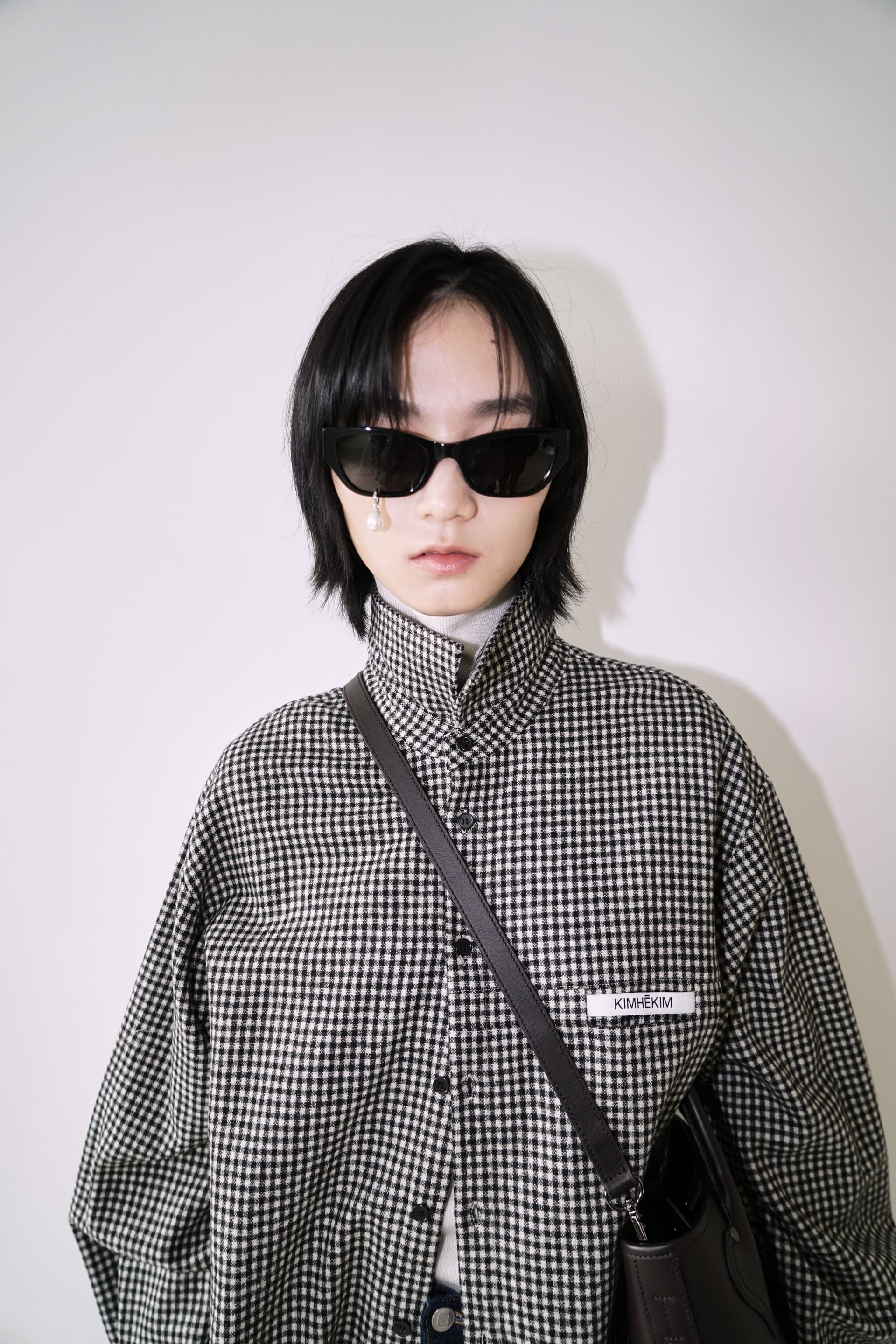 Checkered KIMHEKIM Label Shirt (Black) — vue 13